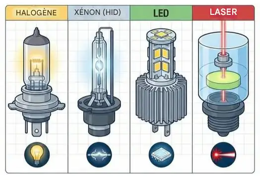 Récapitule quatre technologies d&rsquo;éclairage automobile