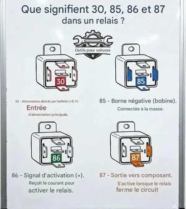 Que signifient 30, 85, 86 et 87 dans un relais ?