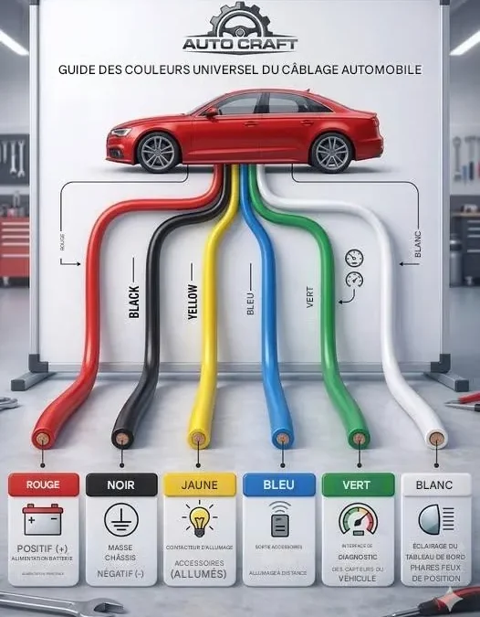 La répartition du code couleur universel des fils électrique