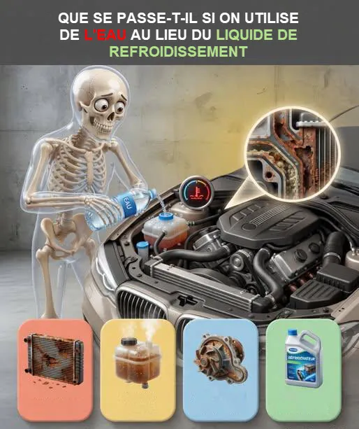 Que se passe t&rsquo;il si on utilise de l&rsquo;eau au lieu du liquide de refroidissement ?
