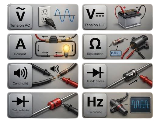 Symboles du multimètre automobile