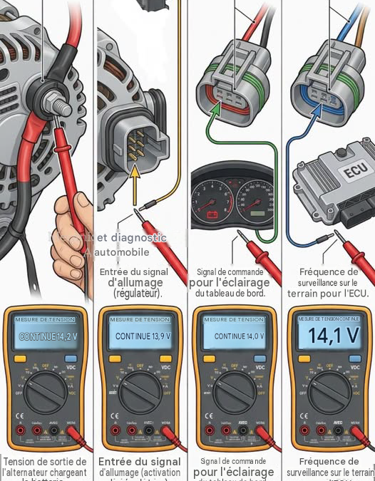 Guide des diagnostics des terminaux pour l&rsquo;alternateur et le régulateur de tension
